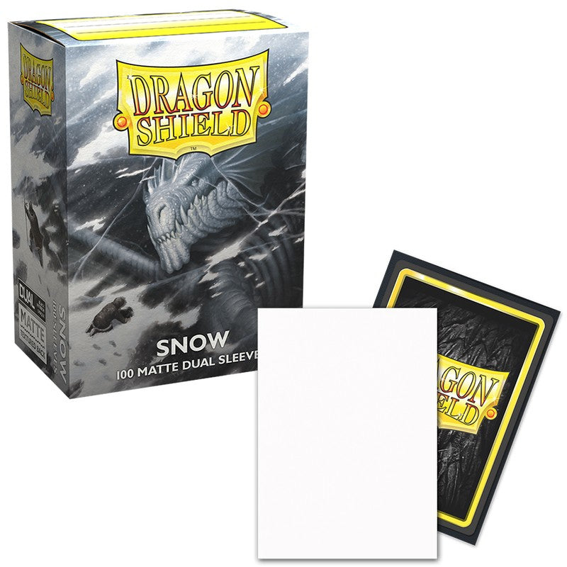 100 Dragon Shield Sleeves - Matte Dual Snow -  Black Interior Opaque